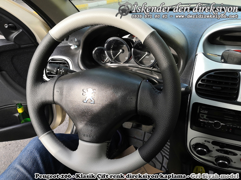 Peugeot Peugeot 206 siyah - gri renk direksiyon kaplama