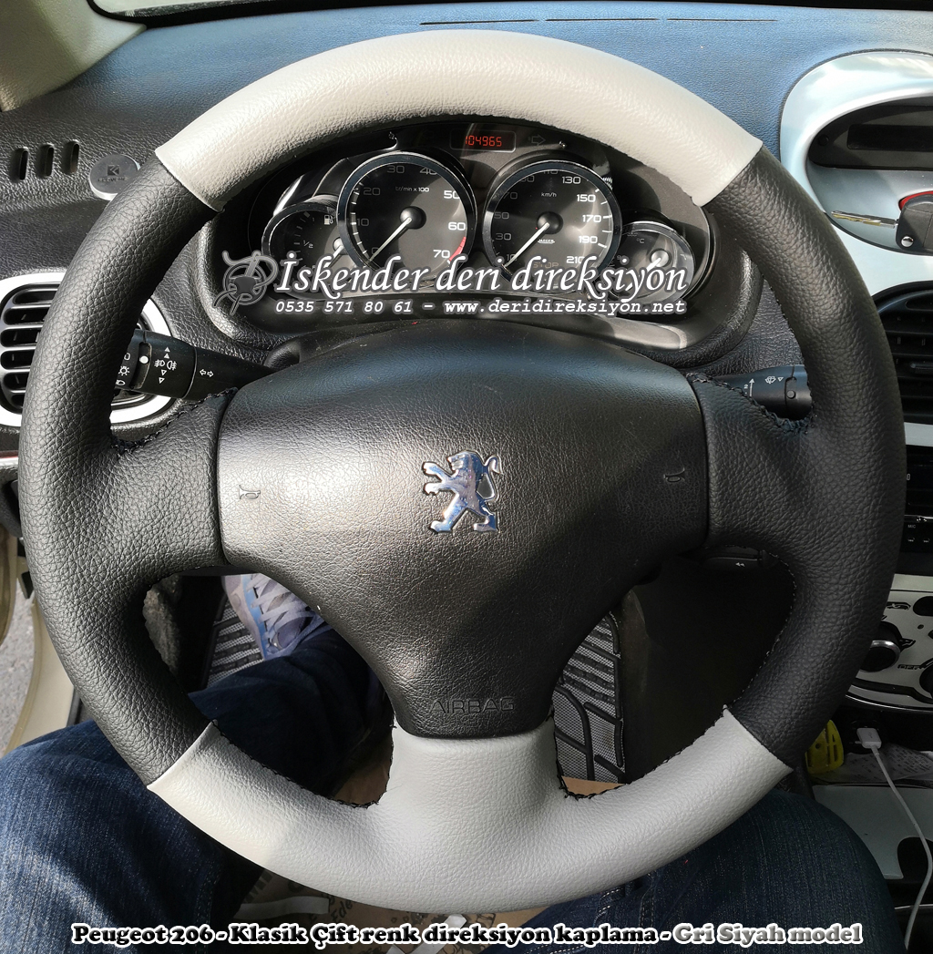 Peugeot Peugeot 206 siyah - gri renk direksiyon kaplama