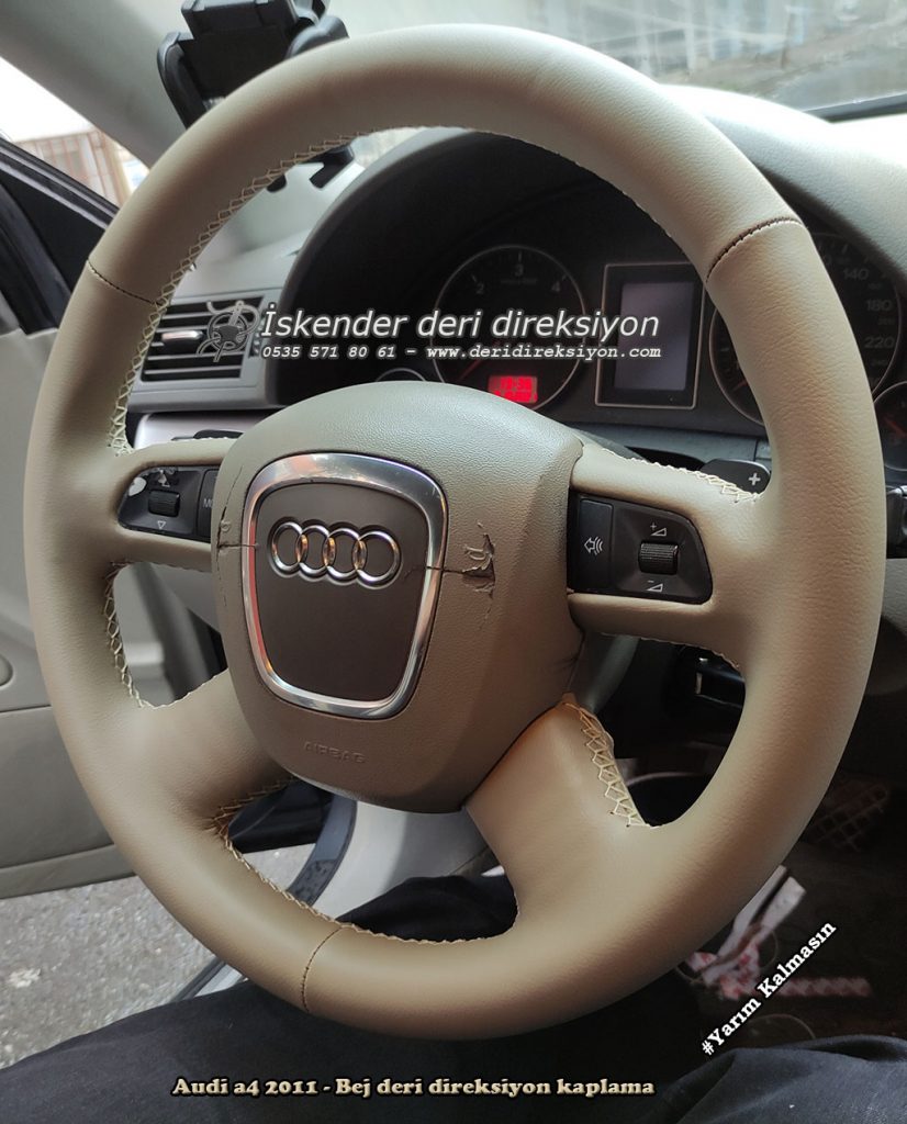 Audi A4 Kahverengi deri direksiyon kaplama