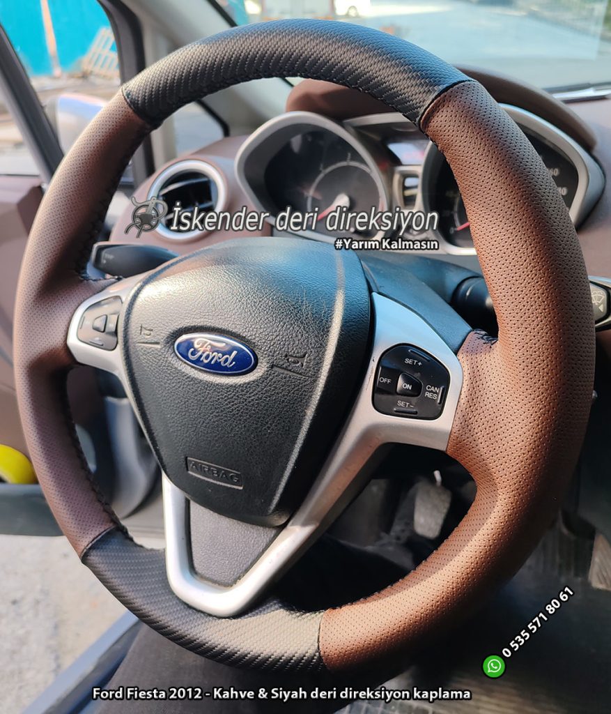 Ford Fiesta 2012 - Taba & Siyah deri direksiyon kaplama (2)