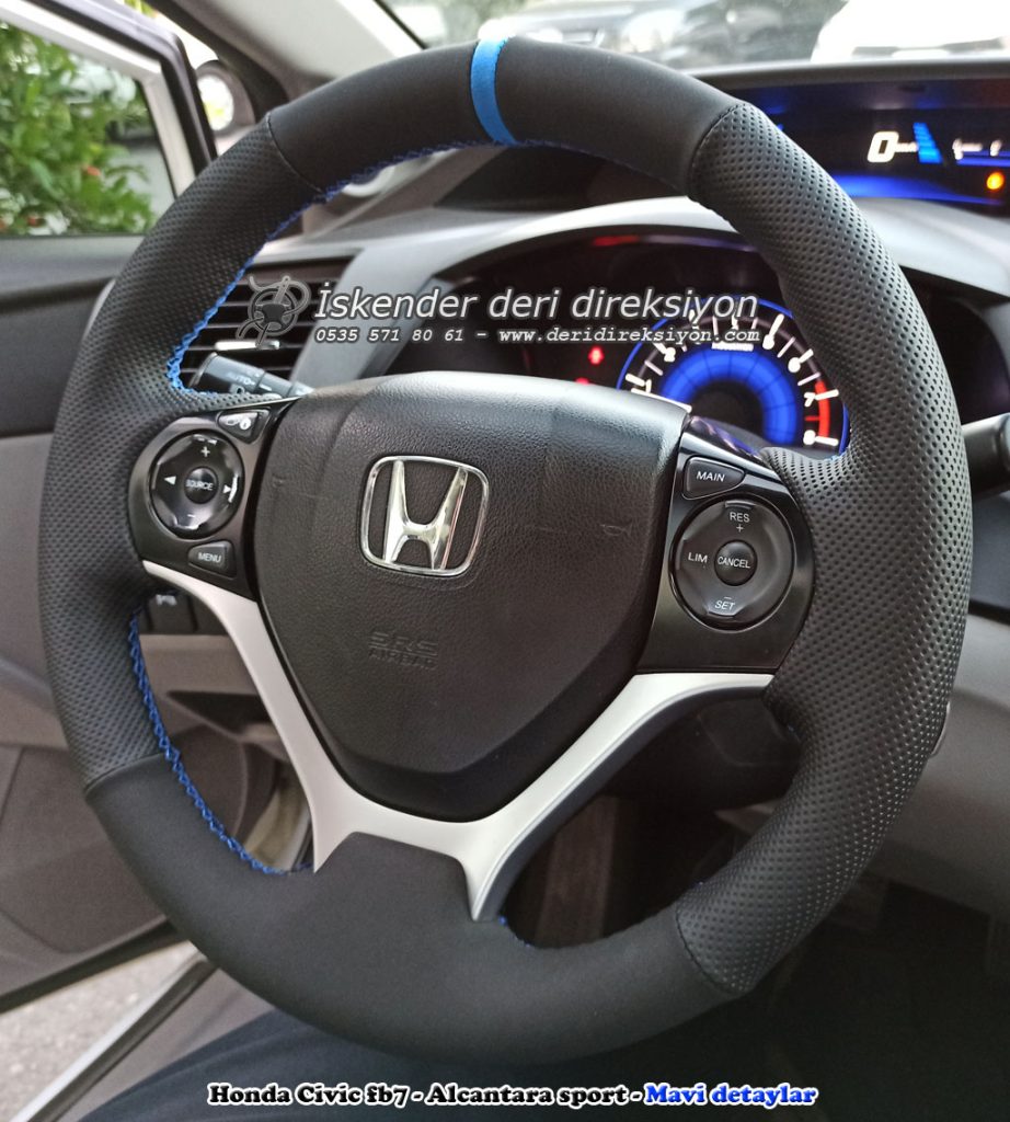 Honda Civic Fb7 Alcantara spor deri direksiyon kılıfı kaplama