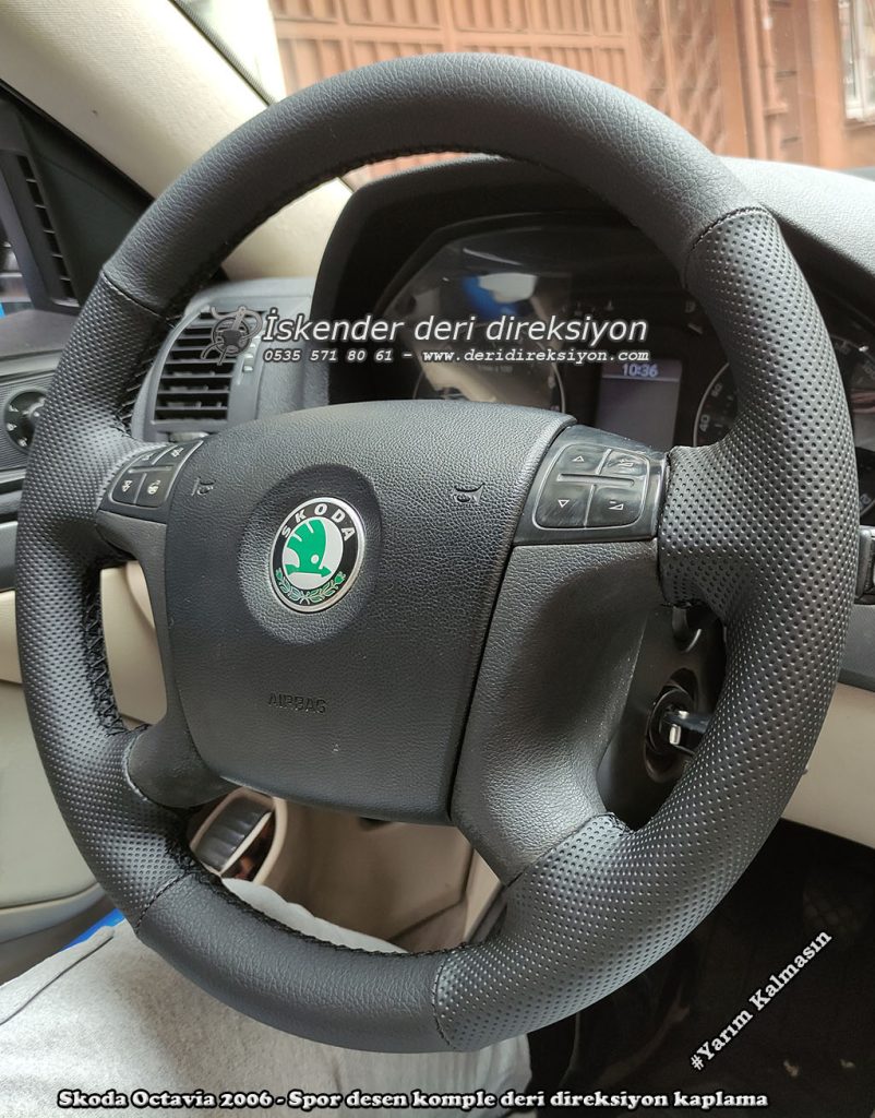 Skoda Superb deri direksiyon kılıfı