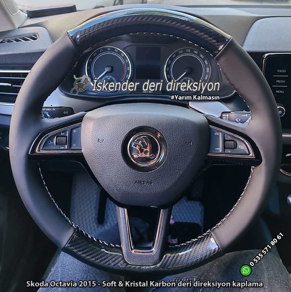Skoda Superb deri direksiyon kılıfı