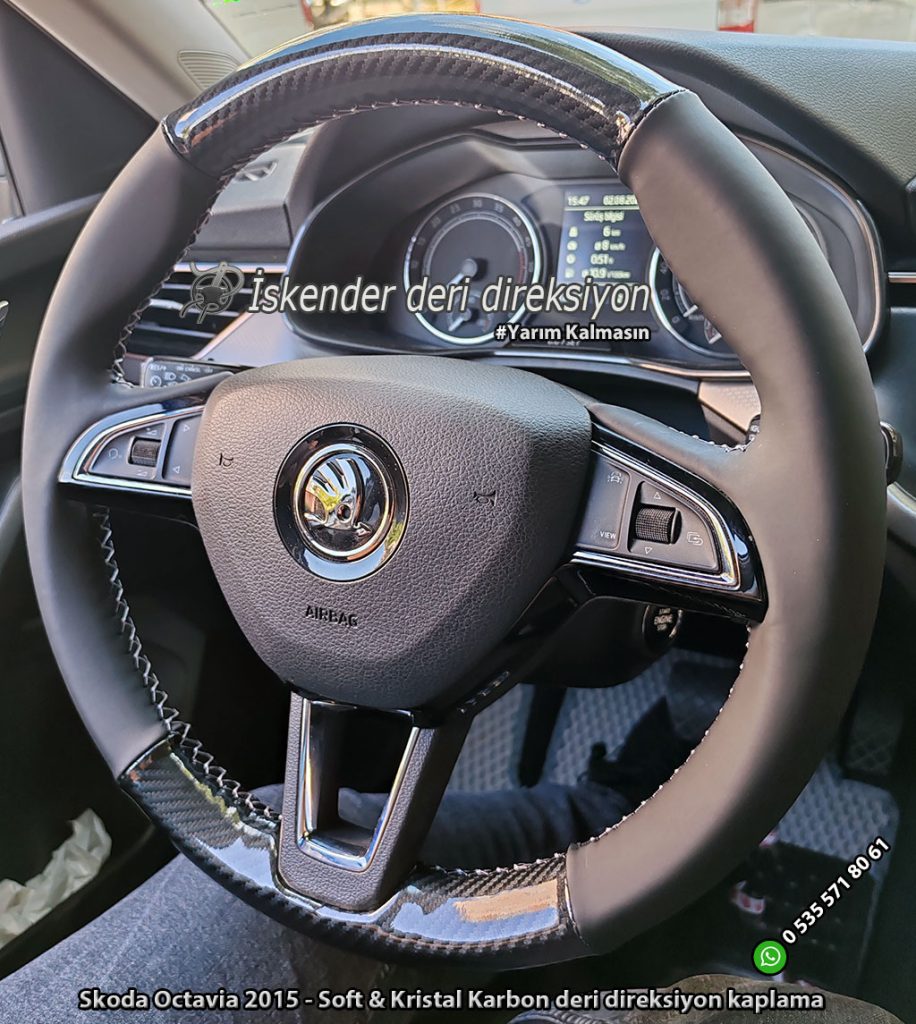 Skoda Superb deri direksiyon kılıfı