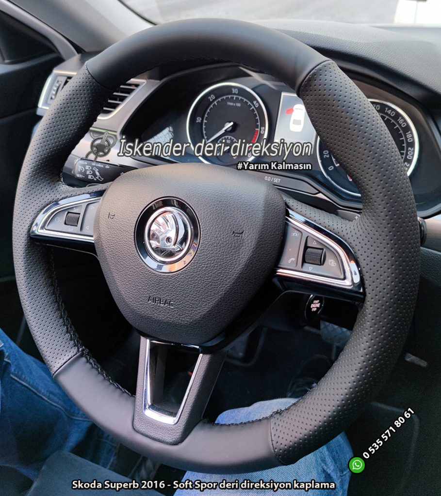 Skoda Superb deri direksiyon kılıfı