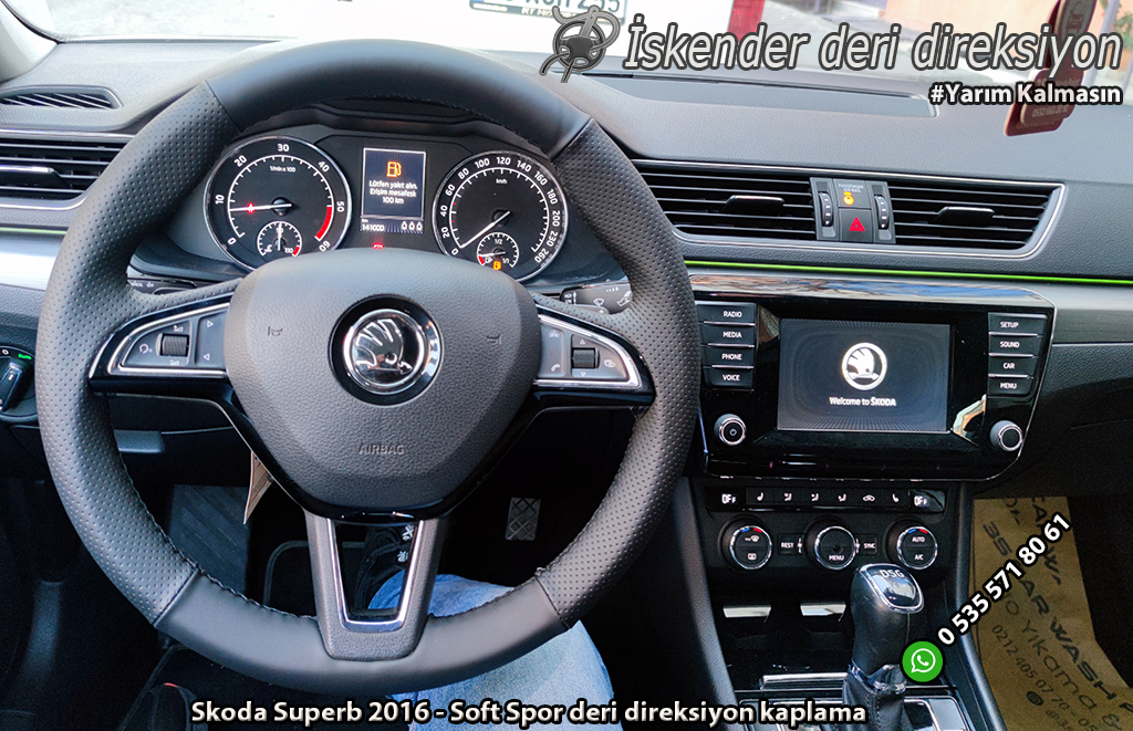 Skoda Superb deri direksiyon kılıfı
