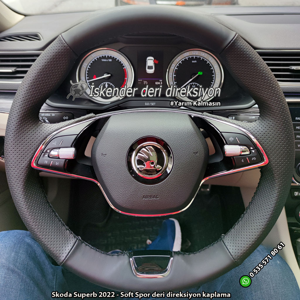 Skoda Superb deri direksiyon kılıfı