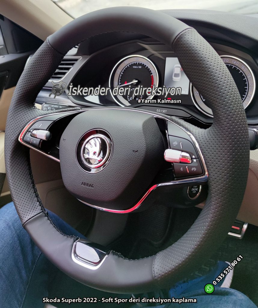 Skoda Superb deri direksiyon kılıfı
